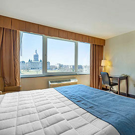 guest room with view of the Connecticut State Capitol